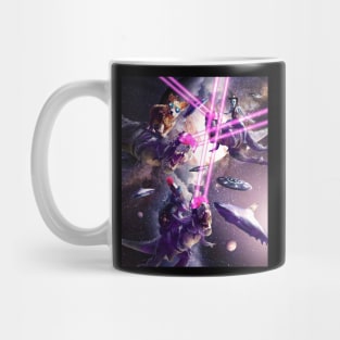 Space Shark Lizard Corgi Alien On Laser Dinosaur Mug